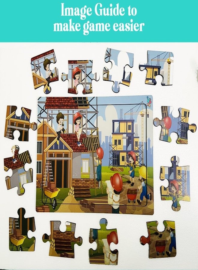 Khilonewale Kids Construction Zone Wooden Jigsaw Puzzle: A Fun and Educational Toy for Children (Ages 3-8). This Set Includes 12 Pieces and Forms a Construction Zone Scene Sized at 8X12 Inches. - Image 4